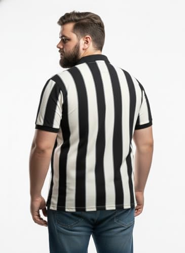 Image of Men's Plus Size Striped Polo T-Shirt with Chest Pocket, Classic Fit, Soft Cotton Blend Fabric for Casual and Smart Wear
