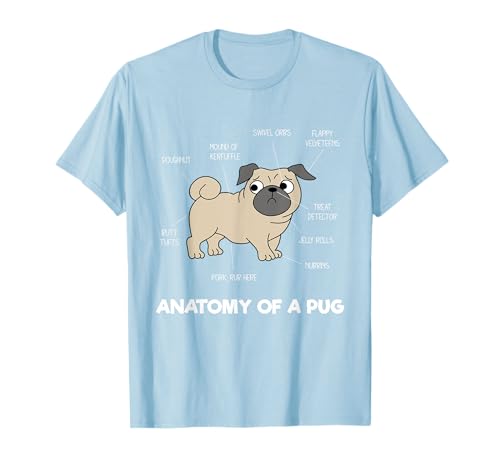 Anatomy Of A Pug - Camiseta divertida para perros Camiseta