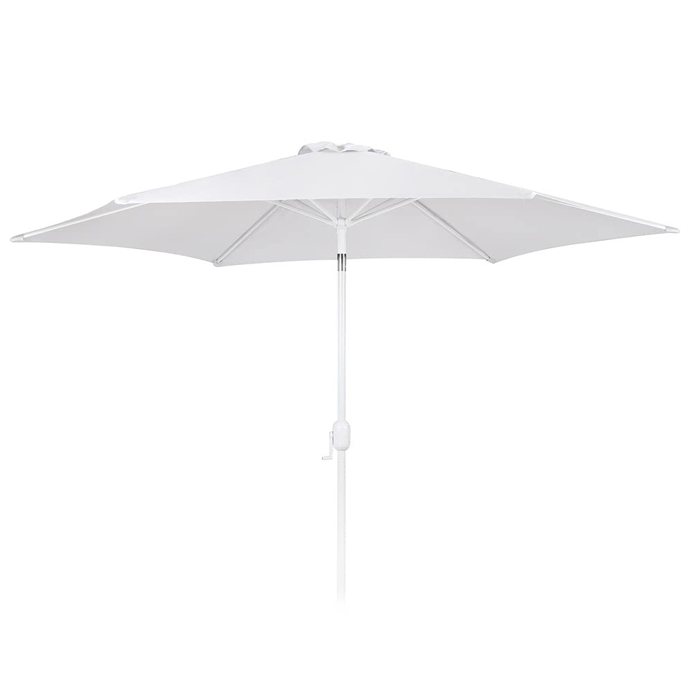 LOLAhome Parasol de jardín Apertura manivela Alba Blanco de Aluminio de Ø 350 cm