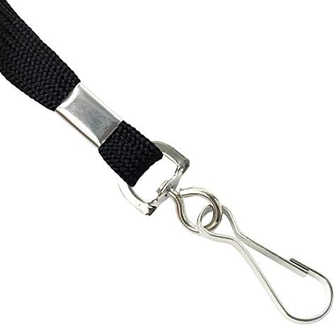 Lanyards Safety Black Lanyards Neck Flat Premium Breakaway Badge Lanyard with J-Hook for ID Nametag Badge Holder (Black, 50 PCS)