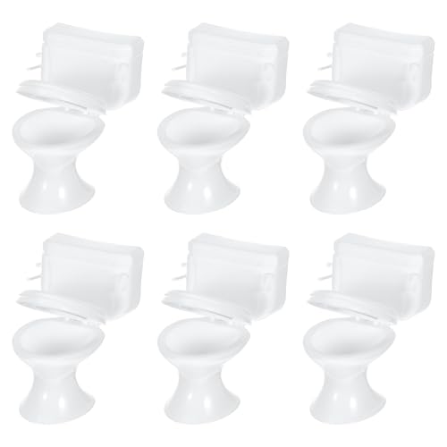 Zerodeko 6 Pcs Mini Toilet Seat Toy, Mini Toilet Doll House, Dollhouse Toilet 1 12 Scale, Celebrating Party Birthday Cake Decoration Furniture Dollhouse Accessories