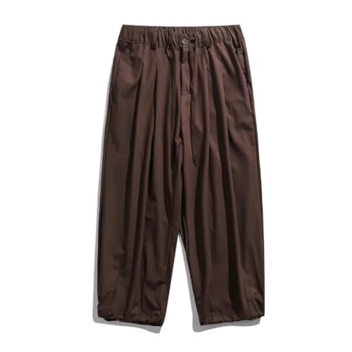 LIXINGHEITANG Summer Men Loose Casual Stripe Wide Leg Ankle Length Pants Japan Korean Streetwear Suit Sweatpants