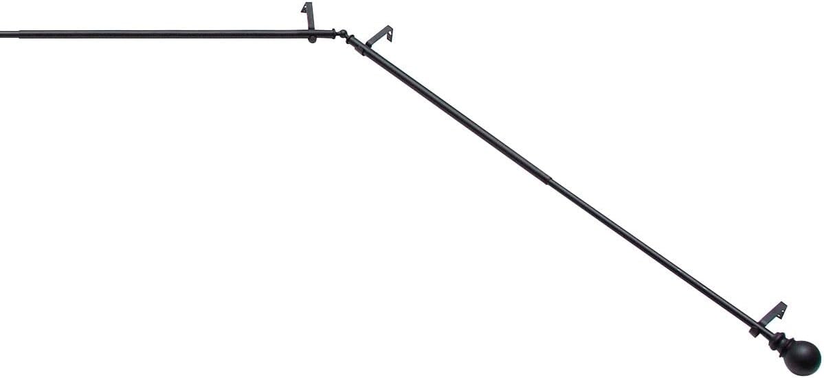 Kenney KN80707 Bryce Ball End Decorative Bay Window Curtain Rod, 78-144" Adjustable Length (22-37" Adjustable Sides, 28-72" Adjustable Middle) Black Finish, 3/4" Diameter Steel Tube