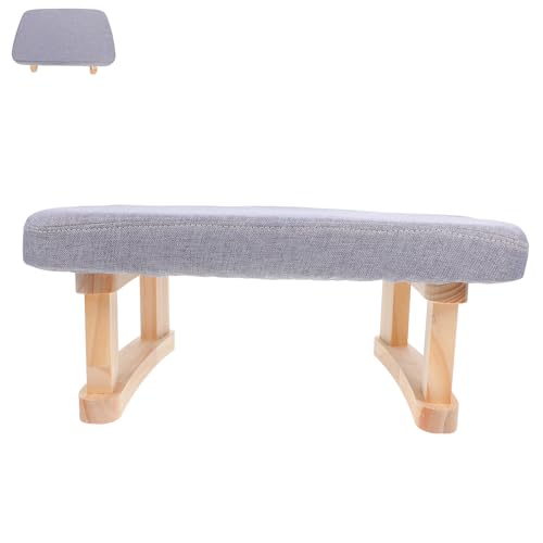 GALPADA Taburete Madera Asiento de Algodón y Lino, Diseño Elegante y Base Resistente, Versátil para Meditación, Oficina y Decoración del Hogar