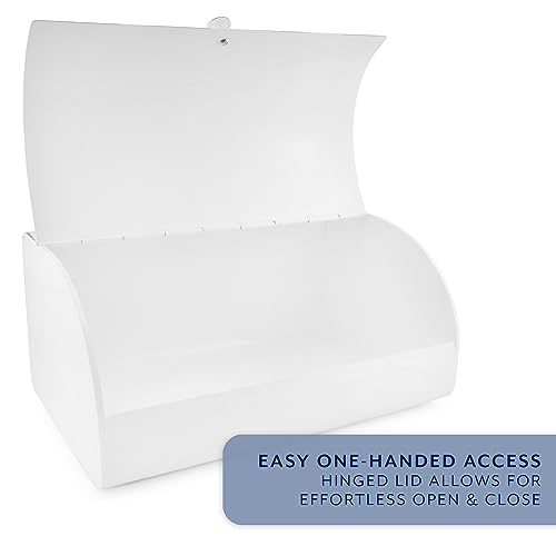 Auldhome White Bread Box; Farmhouse Vintage Enamelware Countertop Bread Bin #TOP2