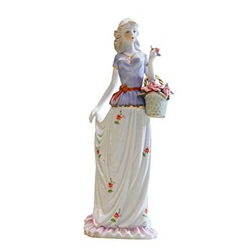 Wakauto Estátua de porcelana europeia estátua de porcelana feminina elegante estatueta aquarela esta
