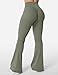 YEOREO Kalie Flare Scrunch Leggings for Women V Cross Waist Bell Bottom Yoga Pants Tummy Control Bootcut Workout Leggings Grey Green M