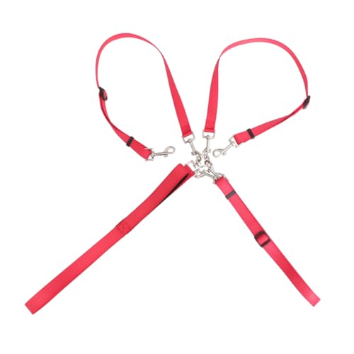 COLLBATH Adjustable Coupler Leash for Pet Training Red Lead for Multiple Dogs Quick Release Comfortable Grip for Obedience Training and Walks