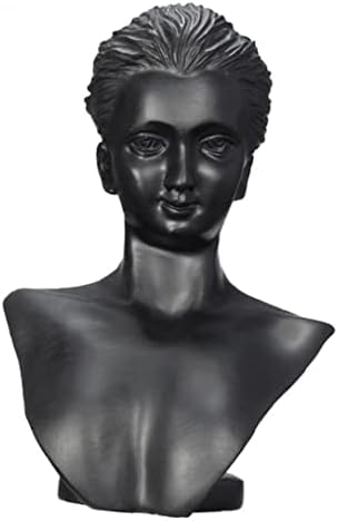 Ruluti Necklaces Stands Jewellery Display Stands Mannequin Head Bust Stand for Hanging Chokers Pendants Chains Earring, Black, One Size