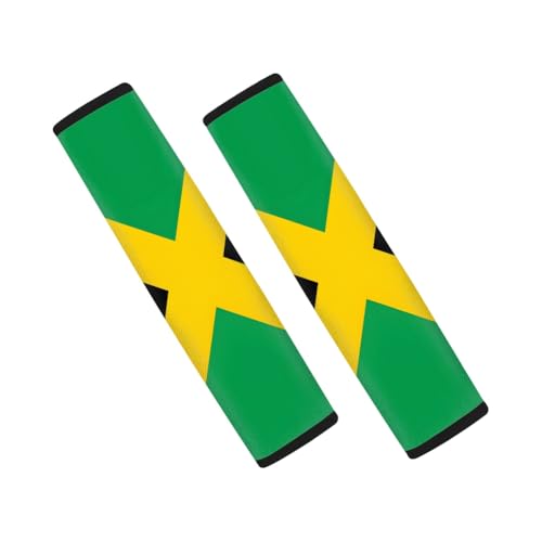 2-Pack Jamaica Flag Car Seat Belt Pads – Premium Soft Fabric, Comfortable and Supportive – Ideal for Cars, Trucks, SUVs – Show Your Jamaican Pride with Comfort