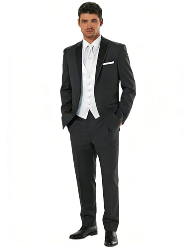Costume trois pièces charcoal homme ensemble veste revers et pantalon habillé