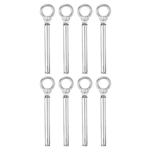 Image of uxcell Ring Lifting Expansion Eyebolt, 8pcs M6x100mm 304 Stainless Steel Expansion Screw with Eye Ring for Concrete Brick Wall