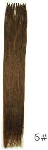 16 Inch U-Tip (Nail Tip) Hot Fusion Hair Extensions, 25 pcs Remy Human Hair Extensions (Medium Chestnut Brown #6) by Clenna USA