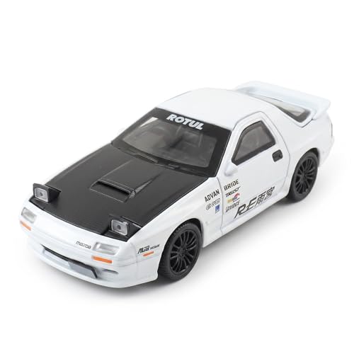 Image of Mazda RX-7 FC3S RE Amemiya 1:32 Scale Die-Cast Car Model White - JDM Rotary Tuner Sound Light Pull-Back Alloy Sports Car Collectible Toy