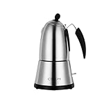 CDKM Cafetière Moka Électrique   Moka Pot Électrique avec Valve de Sécurité Italienne, Thermostat STRIX UK, Inox 304   Préparation de Café Expresso Riche et Aromatique (340, Millilitres)