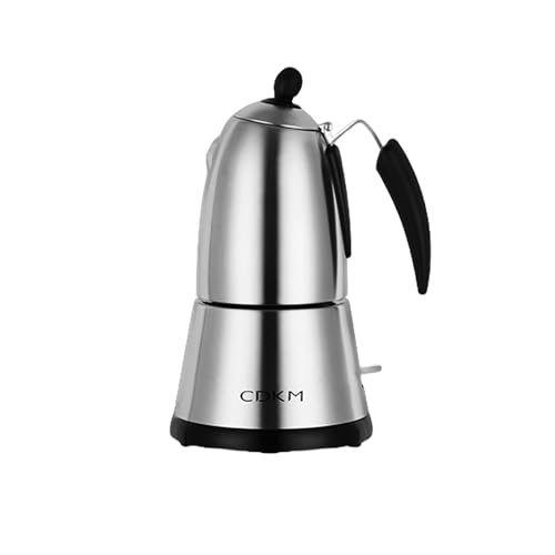 CDKM Cafetière Moka Électrique - Moka Pot Électrique avec Valve de Sécurité Italienne, Thermostat STRIX UK, Inox 304 - Préparation de Café Expresso Riche et Aromatique (340, Millilitres)