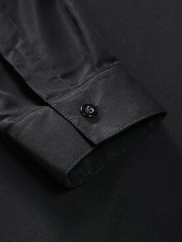 SHENHE Men's Kurta Robe Half Button Down Banded Collar Long Sleeve Shirt Top Tunic4