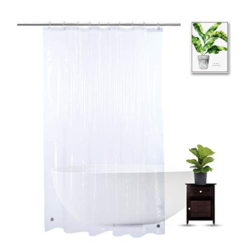 Image of Shower Curtain Liner 60 x 72, Stall Clear Shower Liner for Bathroom with 3 Magnets and 10 Plastic Hooks, EVA, 60x72 Inch