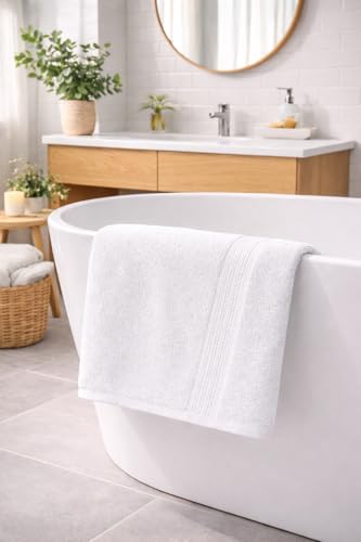Image of Fitness Mantra Cotton Bath Towel 650 GSM | Heavyweight, Soft & Absorbent | Quick Dry | Large 30 x 60 Inch Towel for Daily Bath Use | 1 Peace| White|