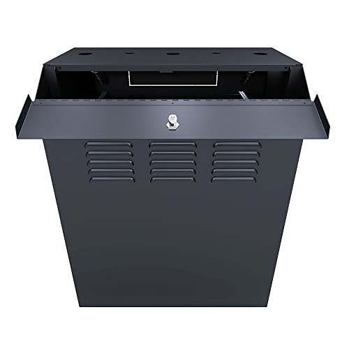 Image of NavePoint 8U Vertical Server Rack Enclosure, Low Profile, 23.6 inch Deep, Max Weight Capacity 132lbs - 8U Network Cabinet Vertical Wall Mount, Perforated, Black