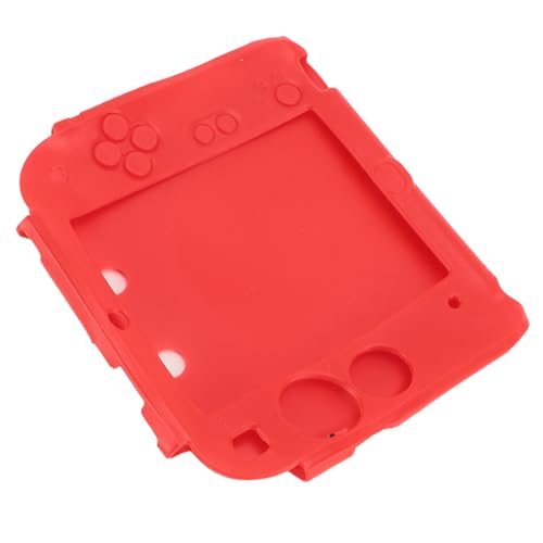 Image of Handheld Game Console Silicone Cover for 2DS Soft Protective Case Scratch with Top Bottom Screen Protector (Red)