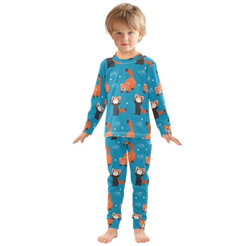 Pajama Sets Long Sleeve Red Panda Pattern Soft Comfy Sleepwear 2 Piece PJS 3-8T2