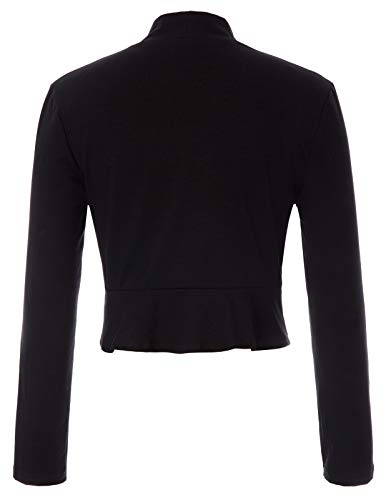 Women Casual Solid Open Front Cropped Coat Jacket Shrug Black(788-1) Medium steampunk buy now online