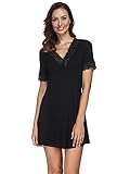  New front Chemise de Nuit Femme en Dentelle Col V Sexy et Chic Déshabillé Vêtement d\'intérieur Eté à Manches Courtes Robe de Chambre Coton Douce et Confortable à Porter