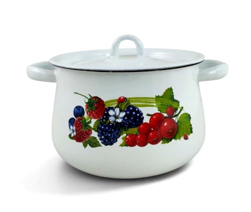 Emaille Kochtopf Topf 2 Liter ca 19cm Durchmesser/Retro Nostalgie Geschirr mit Motiv emailliert