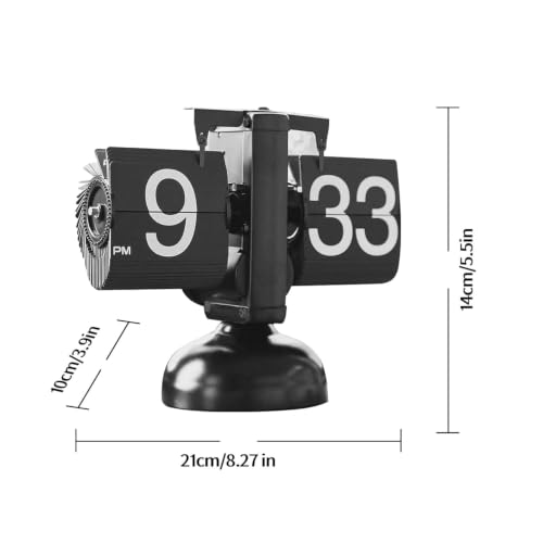 Metal Flip Desk Clock (Black), Retro Vintage Design Auto Flip Clock Desk Clock Table Clock Large Number Battery Powered Internal Gear Operated - Analog, 8.3 Inch - Image 5