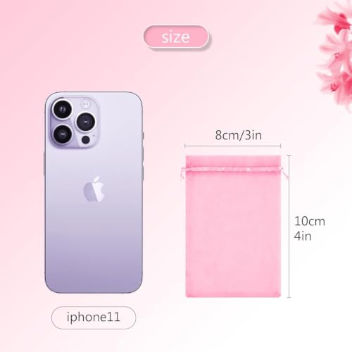 Image of FUNFERY 100PCS Mix Color Organza Bags 3x4 in, Drawstring Pouch for Jewelry | Small Mesh Gift Bag with Drawstring, Little Mesh Goodie Bags for Wedding Party Favor Treats, Sachet Bag for Gifts Shower