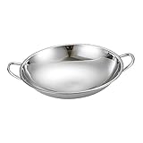FONDOTIN Edelstahl Wok mit Doppelgriff Gewölbter Boden Rostfrei Hitzebeständig Vielseitiger Küchenhelfer für Induktion für Hot Pot Meeresfrüchte Familienküche und Gastronomie