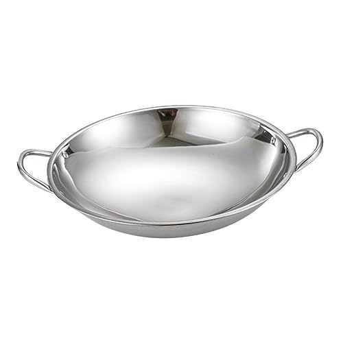 Cabilock Olla Coreana Wok De Acero Inoxidable Con Fondo Redondo De 28 Cm Para Cocinar Ramen Fácil De Limpiar Para La Cena Familiar