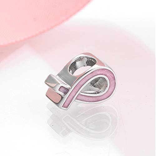 Pink Ribbon Charm 925 Sterling Silver Cross Beads fit DIY Charms Bracelets - Image 5