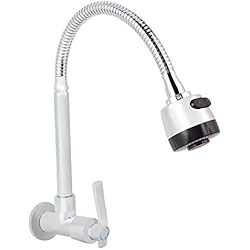 Grifo Fregadero Pared Agua Fria Grifo Cocina Fregadero, G1/2 Inch Hilo Grifo Lavabo Grifo Cocina Pared Grifo Giratorio 360 Cocina Grifo De Cocina De Agua Fría Grifos para Lavabos De Baño Montaje En Pared