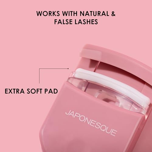 Japonesque Piegaciglia - Rosa Pinzette Per Ciglia In Plastica Per Il Trucco Da Viaggio - Viene Fornito Con Un Ricambio Bonus - 6