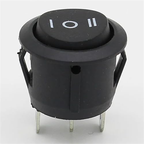 Interrupteur à bascule rond noir 3 broches SPDT ON-OFF-ON commutateur encastrable 23mm 6A 250VAC