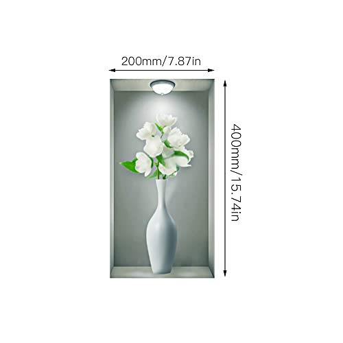 milaosk 3Pcs 3D Wall Sticker Vases, Living Room Wall Stickers 3D White Vase Plant Wall Stickers 3D Vinyl Removable Flowers Wall Sticker Decals DIY for Wall Decor