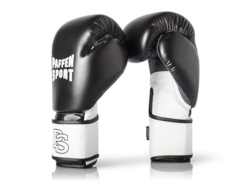 Paffen Sport, guantoni da boxe per l’allenamento – con interno in rete traspirante, Adulti (unisex), schwarz/weiß, 14UZ