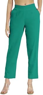 SOLIDBOTTOMS Women's 100% Cotton Casual Pant | Ankle Length Regular fit Cotton Trouser | Straight Fit Pants for Formal, Of... Price In India