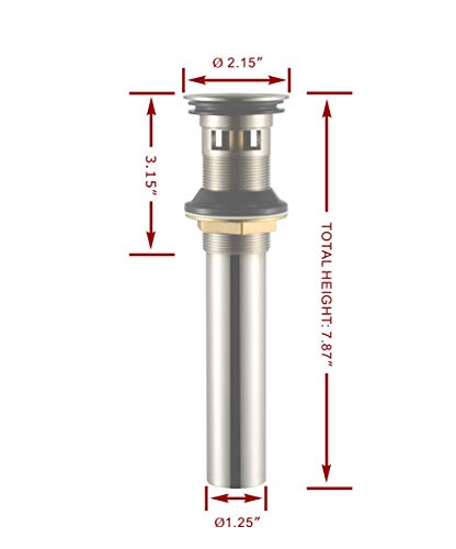 Purelux Bathroom Sink Drain Stopper Faucet Vanity Sink Pop Up Drain Assembly With Overflow, Brushed Nickel Finish #TOP2