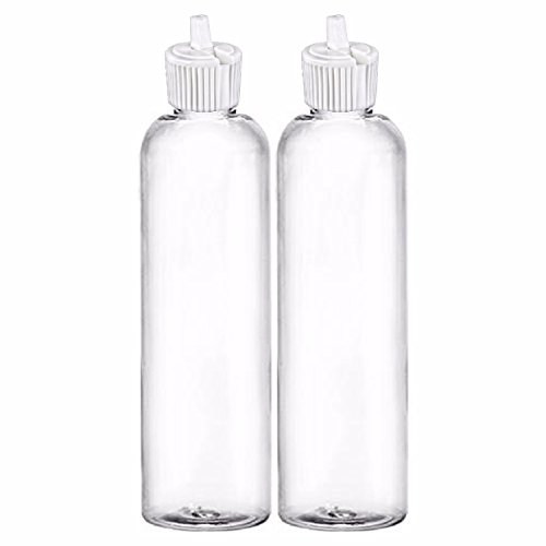MoYo Natural Labs Turret Spout 8 oz Empty Liquid Bottle with Adjustable Dispenser (Pack of 2, Clear)