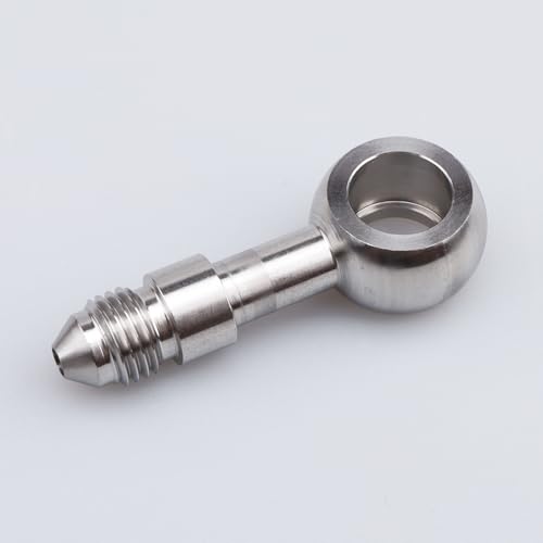 Image of Stainless Steel Banjos Brake Fitting Straight -4 AN Male Flare 7 /16-20 Thread AN4 12.2mm Hole Diameter