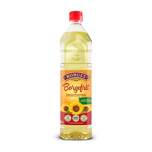 Image of Borges Borgefrit High Oleic Sunflower Oil -1 L | The Frying Expert | 75% MUFA | 100% Non GMO |Packed in Spain