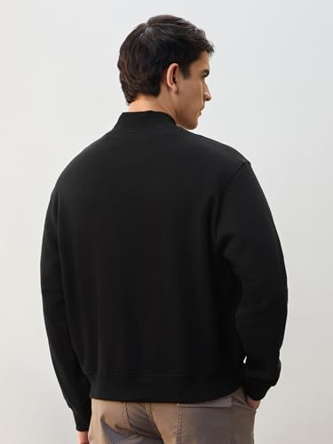 Image of Nobero Men's Premium Fleece Bomber Jacket | 280 GSM Fabric | Regular Fit Zip-Up Outerwear | Shirt Collar | Ribbed Cuffs & Hem | Casual Winter Layering Jacket