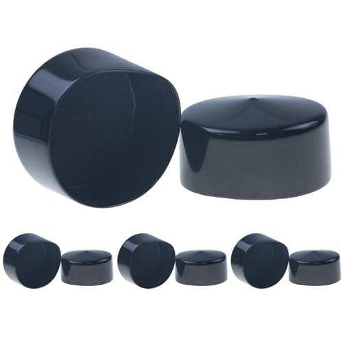 Image of Acocony 3 Inch Rubber Cap (76.20 mm) Round Black Pack of 8 | 3 inch PVC Rubber End Caps Dustproof, Protective & Aesthetic Flexible Covers for Tubing, Pipes, Poles, Bolts & More