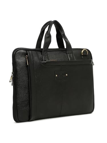 Image of TEAKWOOD LEATHERS Unisex Genuine Leather Textured Laptop Bag | Stylish & Durable Office Bag | Spacious & Elegant Business Messenger Bag for Men & Women