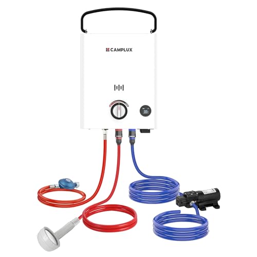 CAMPLUX Calentador de agua de gas con bomba de agua F5 Pro-DE, 50 mbar, 50 mbar, serie First