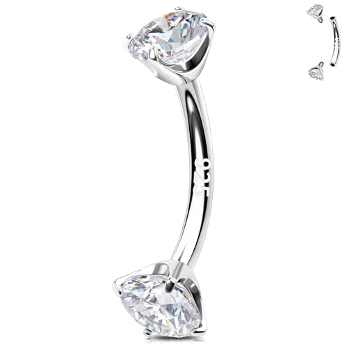 Melighting 16G Rook Earring Sterling Silver 925 Internally Threaded Rook Piercing Jewellery Clear CZ Cartilage Earring Eyebrow Bar Barbell 8 mm