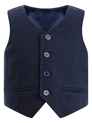 Kids Boys Gentlemen Solid Color Vest V Neck Formal Waistcoat for Wedding Birthday Party